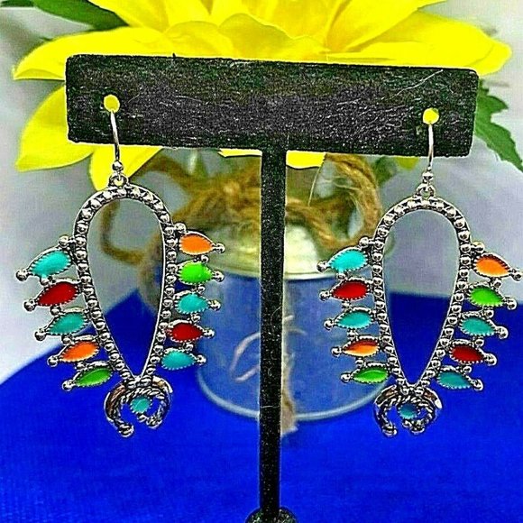 TANIE Jewelry - Squash Blossom Rainbow Earrings Southwest western